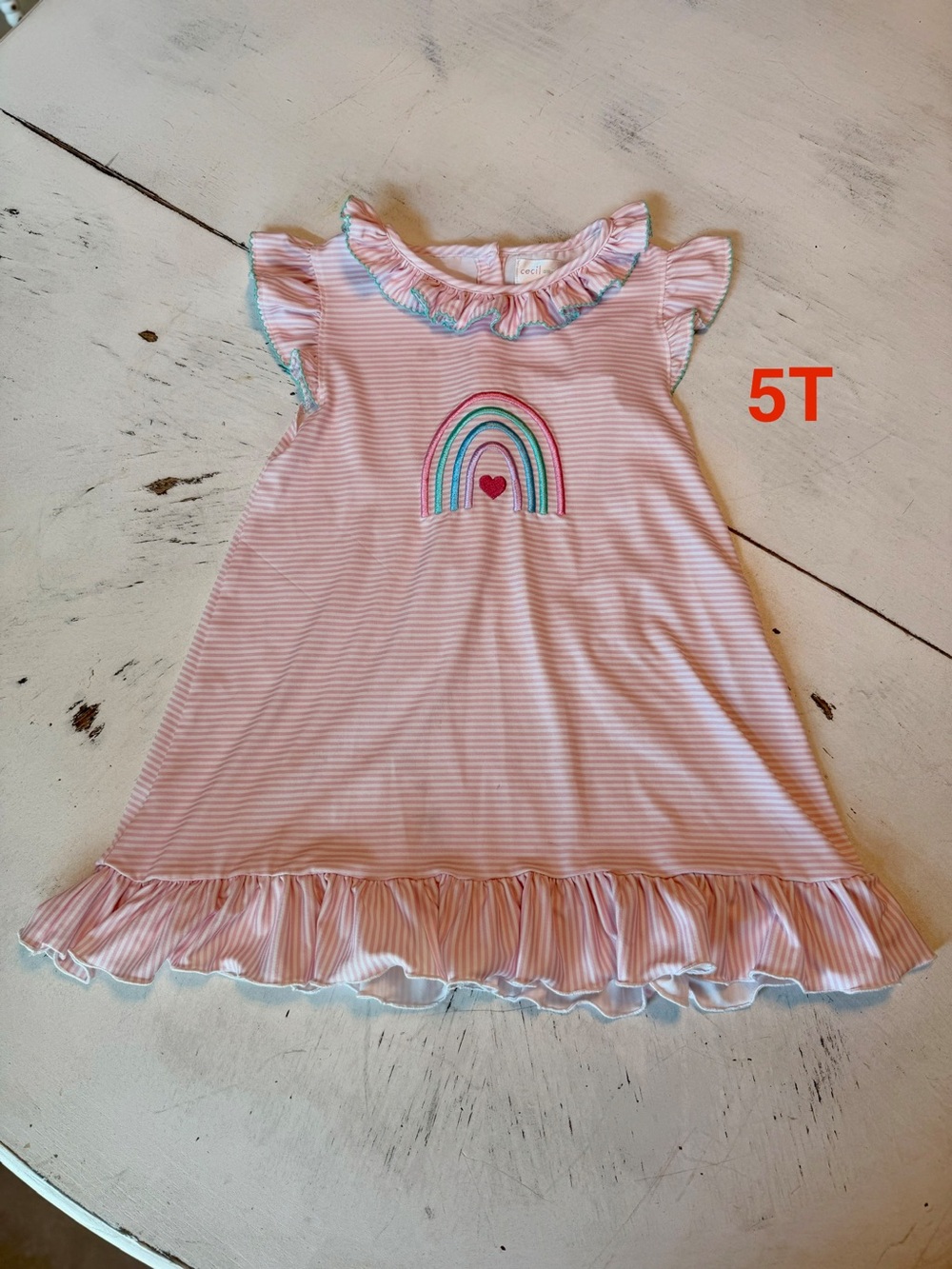 Pink Striped Ruffle Rainbow Dress for Kids
